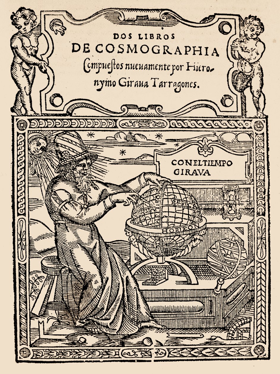 Title Page for Two Books of Cosmography by Hieronymo Girana Tarragones, from The Narrative and Critical History of America, Edited by Justin Winsor by English School