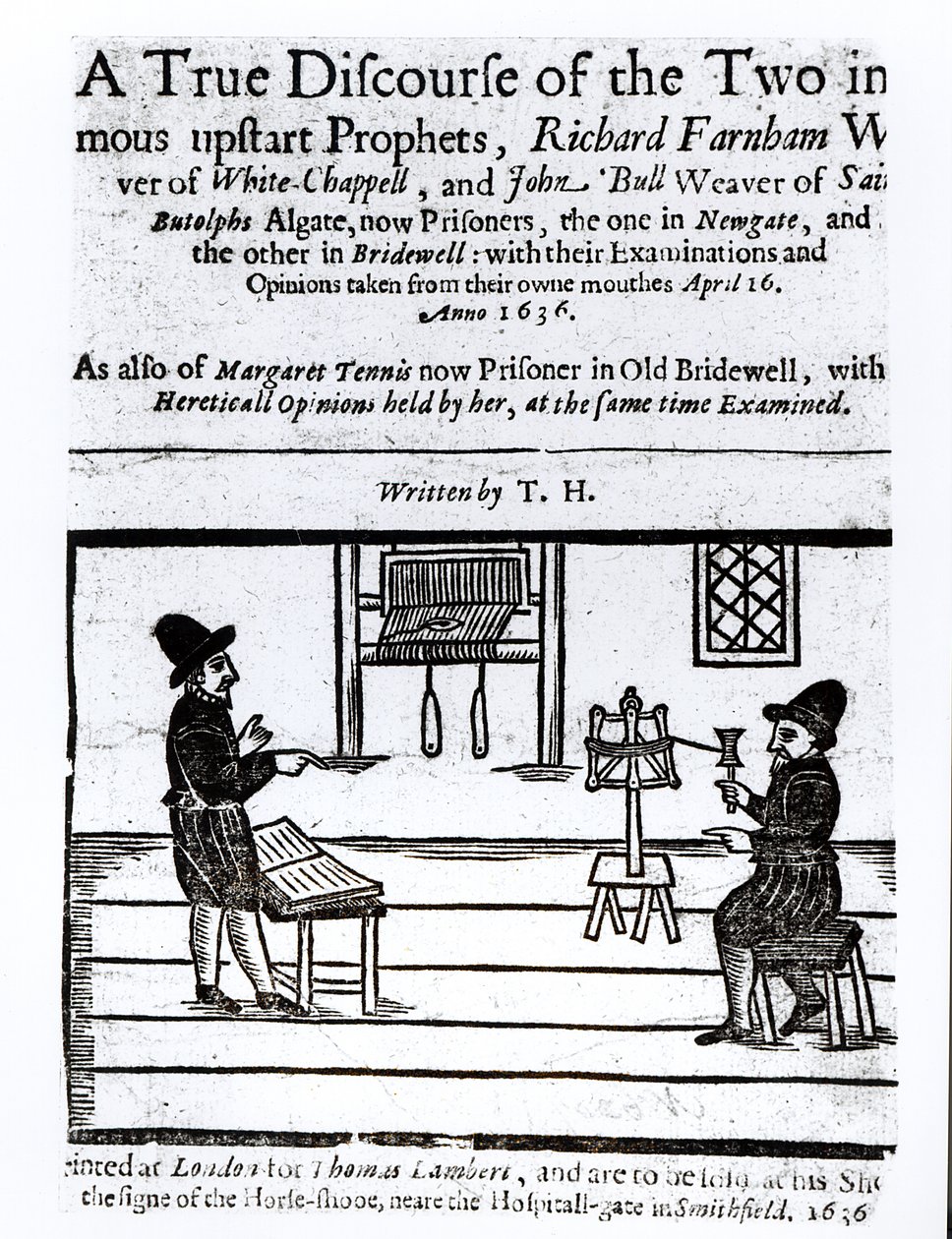 Title Page of A True Discourse of the Two Infamous Prophets, Richard Farnham, Weaver, of White-Chapel, and John Bull, Weaver, of Saint Botolphs, Algate by T.H, 1636 by English School
