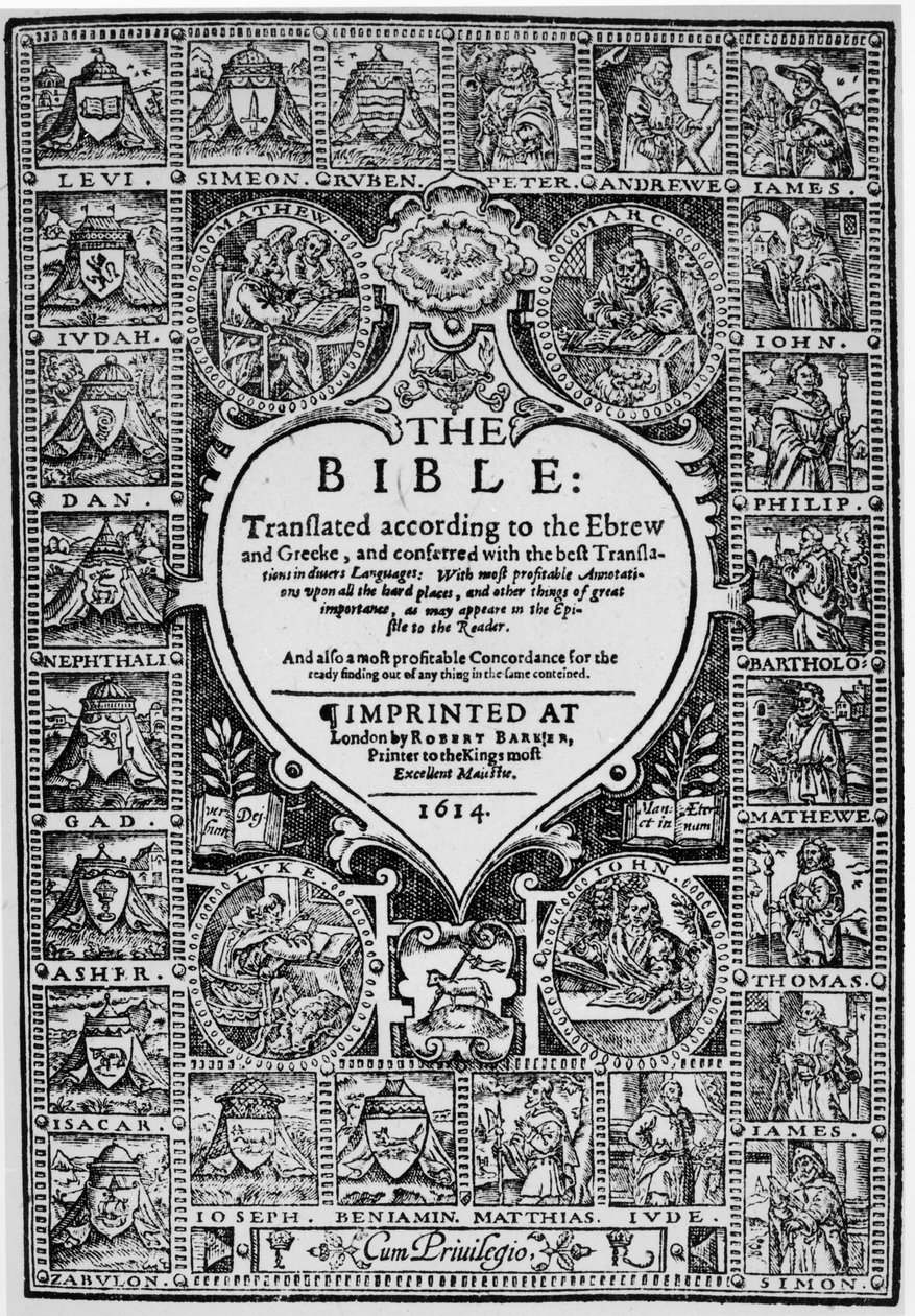 Title page for the English translation of the Geneva Bible, 1614 by English School