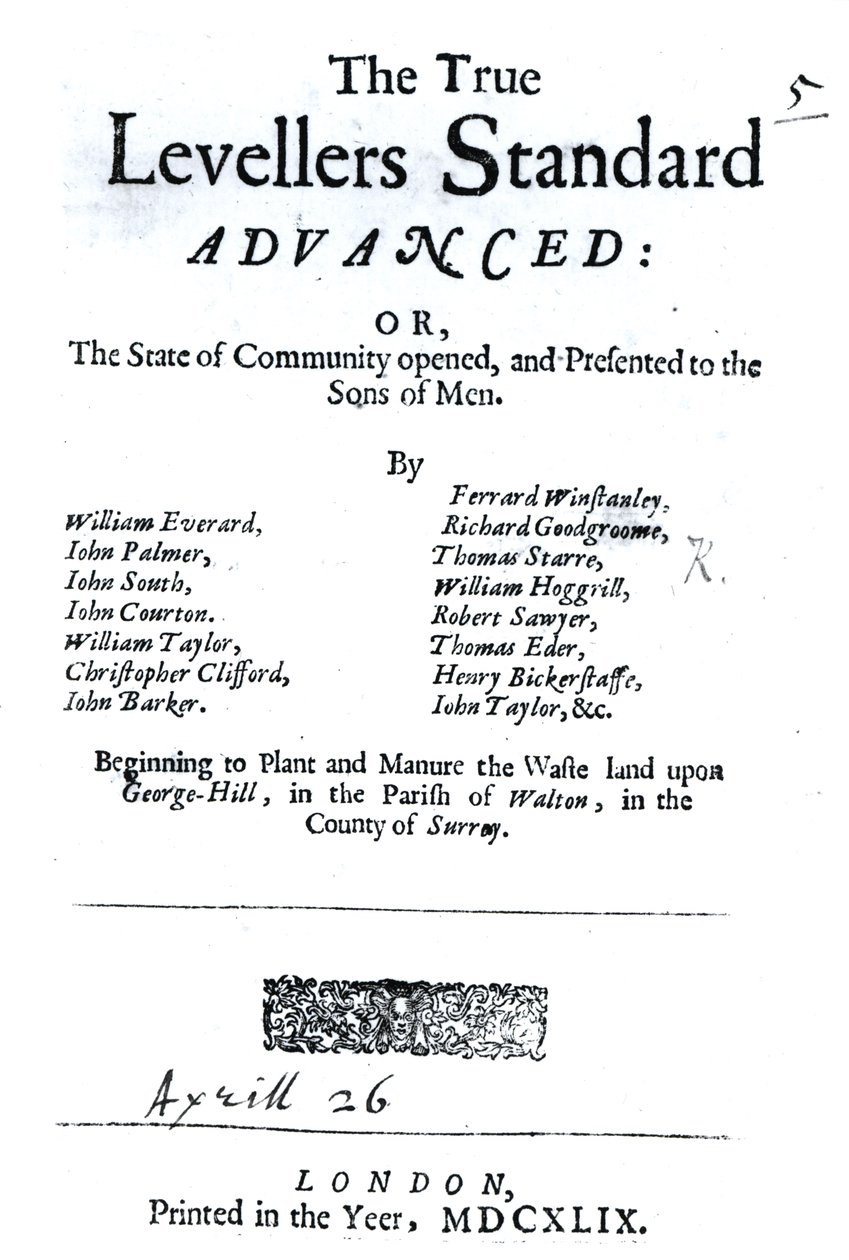 Title page of The True Levellers Standard, published 26th April 1649 by English School