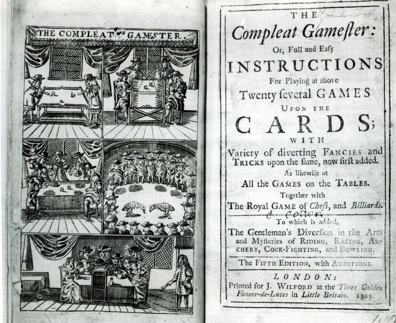 Title page of the fifth edition of The Compleat Gamester, attributed to Charles Cotton, pub. 1725 by English School