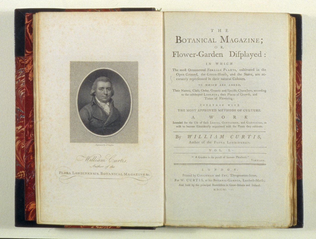 Title page with portrait of William Curtis, from The Botanical Magazine or Flower-Garden Displayed, by William Curtis, published 1790 by English School