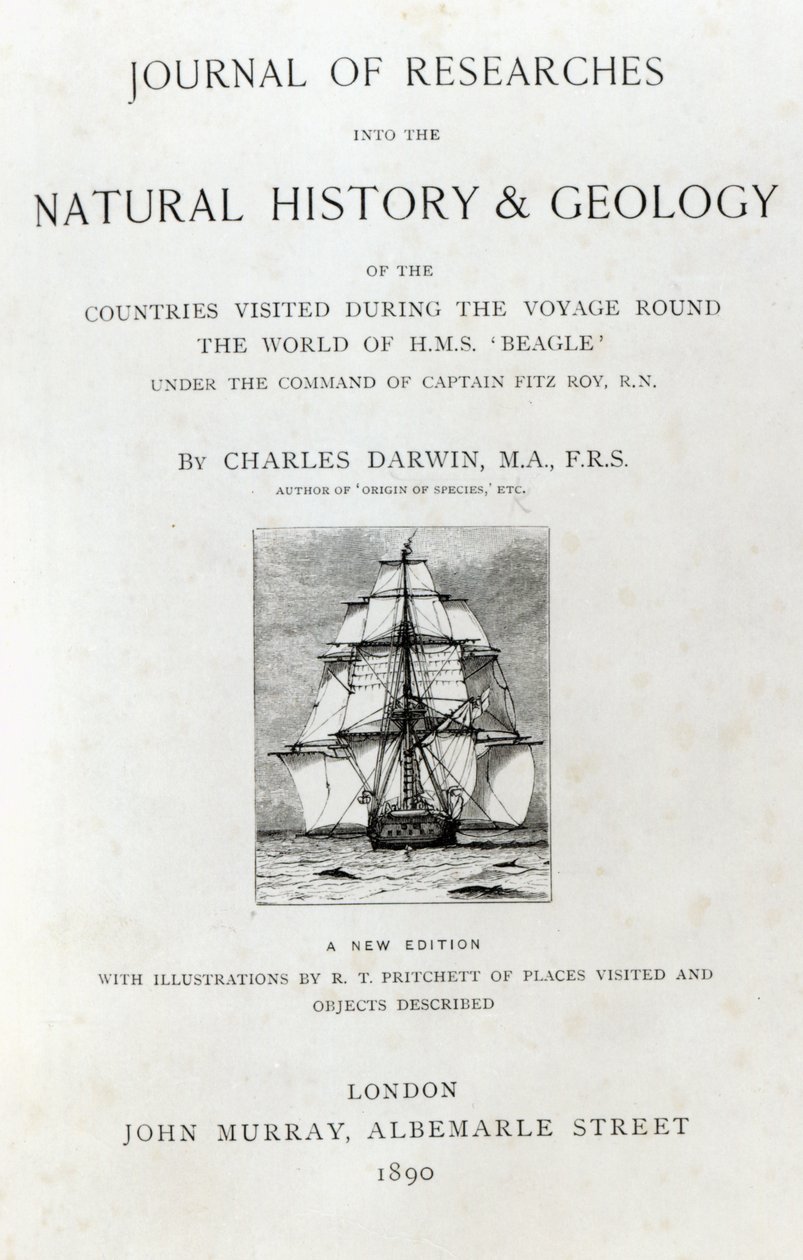 Titlepage to The Voyage of the Beagle by Charles Darwin, Edition Published in 1890 by English School