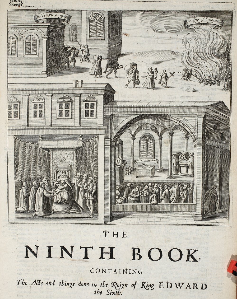 Titlepage to the ninth book, illustration from Acts and Monuments by John Foxe, ninth edition, published 1684 by English School