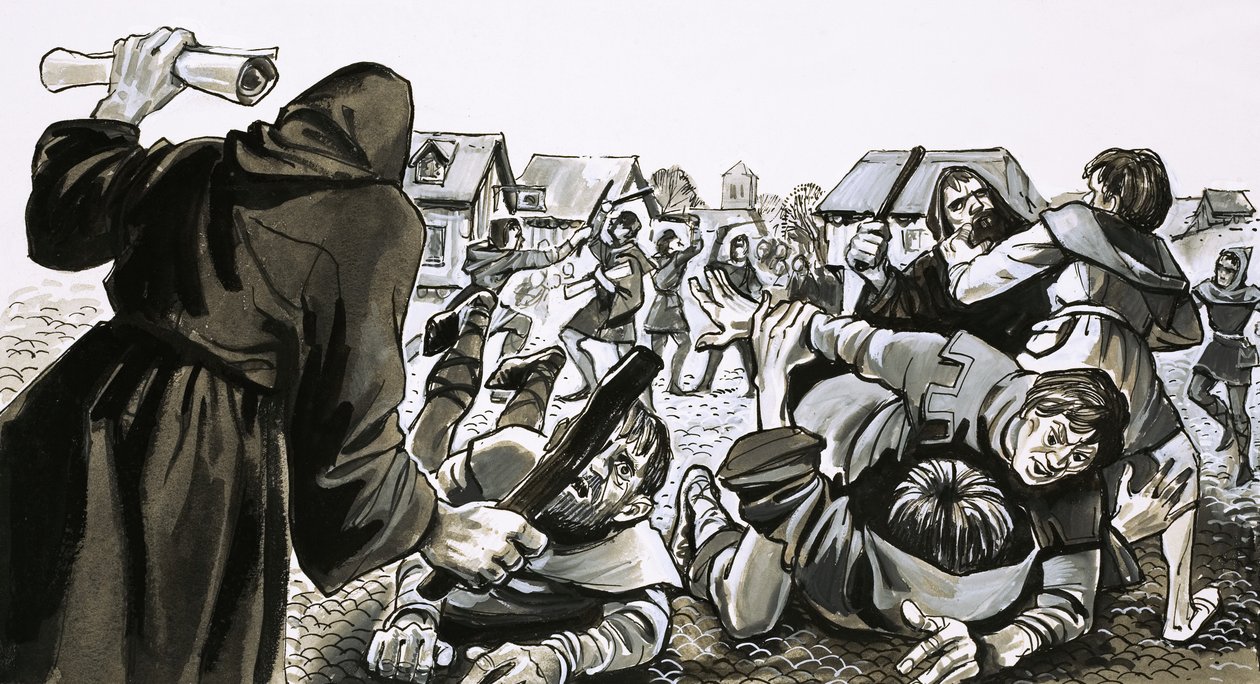 Town-Gown Riots Between Locals and University Students by English School