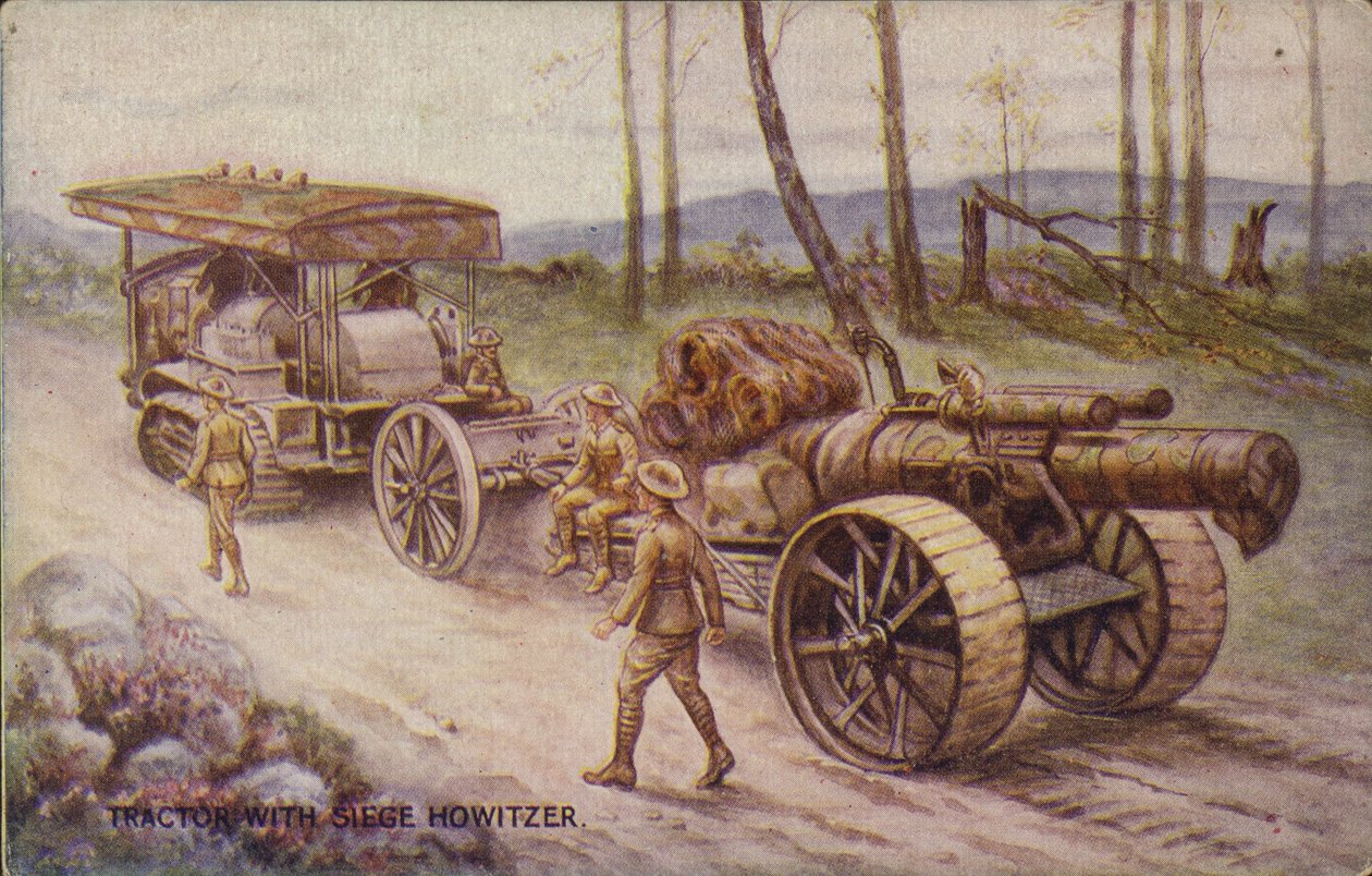 Tractor with Siege Howitzer by English School
