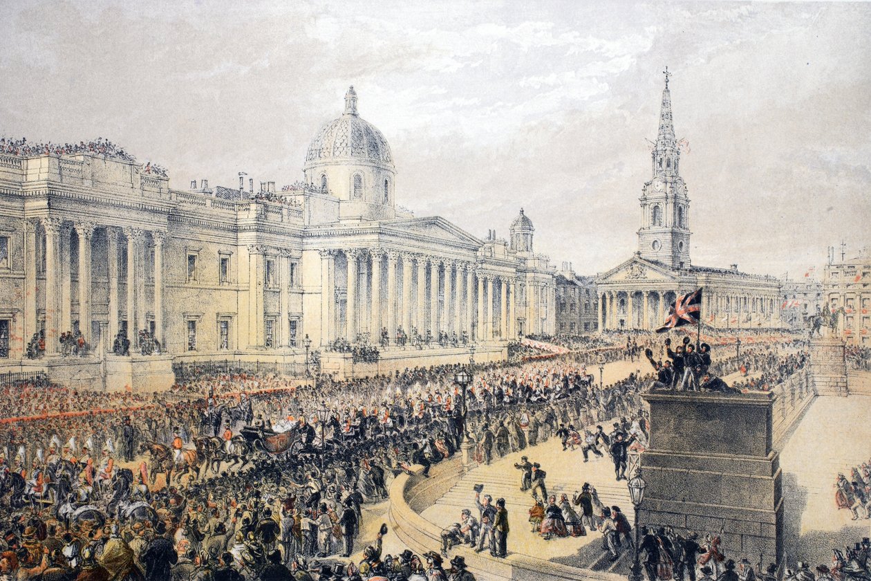 Trafalgar Square, from A Memorial of the Marriage of Edward VII and Alexandra of Denmark by English School