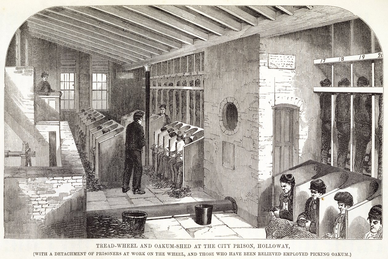 Tread-Wheel and Oakum-Shed at the City Prison, Holloway, from The Criminal Prisons of London and Scenes of Prison Life by Henry Mayhew and John Binny, 1862 by English School