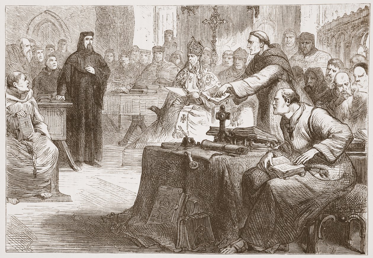 Trial of Wicliffe, illustration from The History of Protestantism by James Aitken Wylie, 1878 by English School