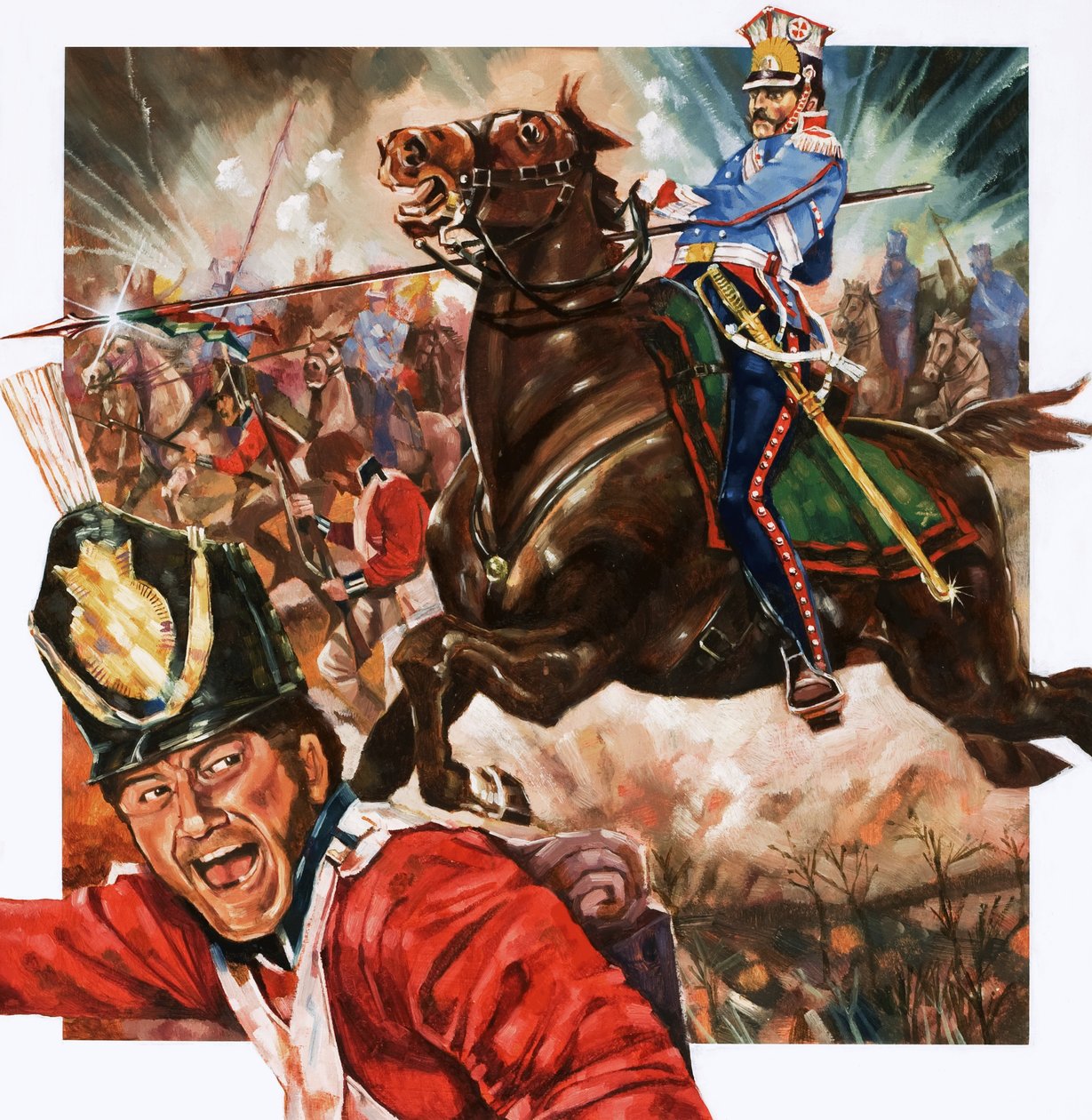 Unidentified Cavalryman Charging with Lance by English School