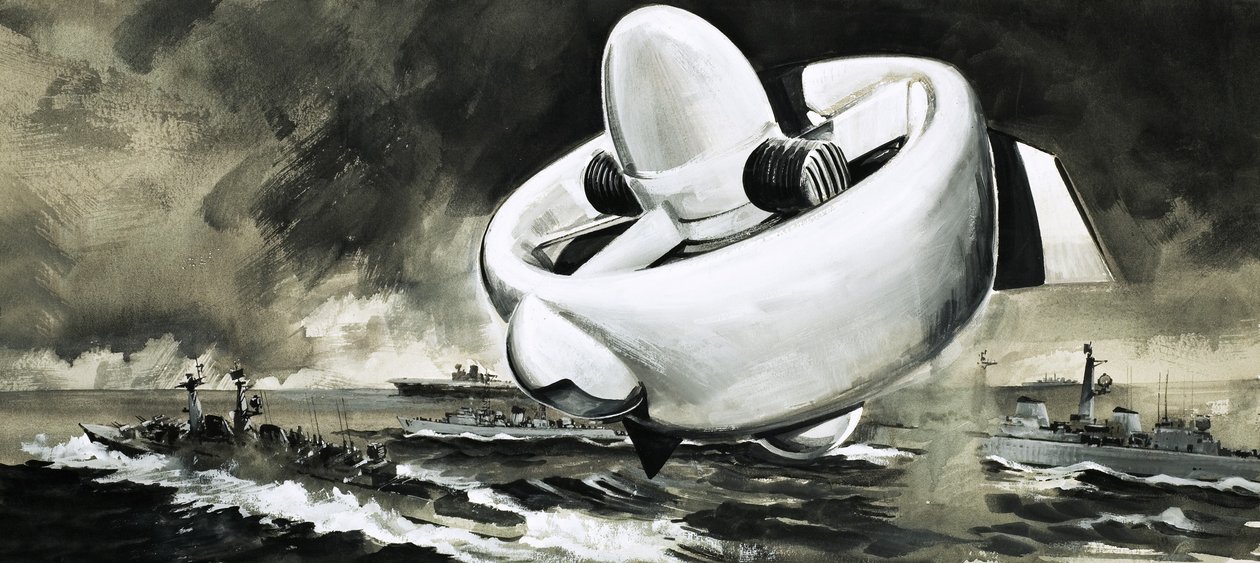 Unidentified Flying Device Rises Above Ships at Sea (WW2 Era) by English School