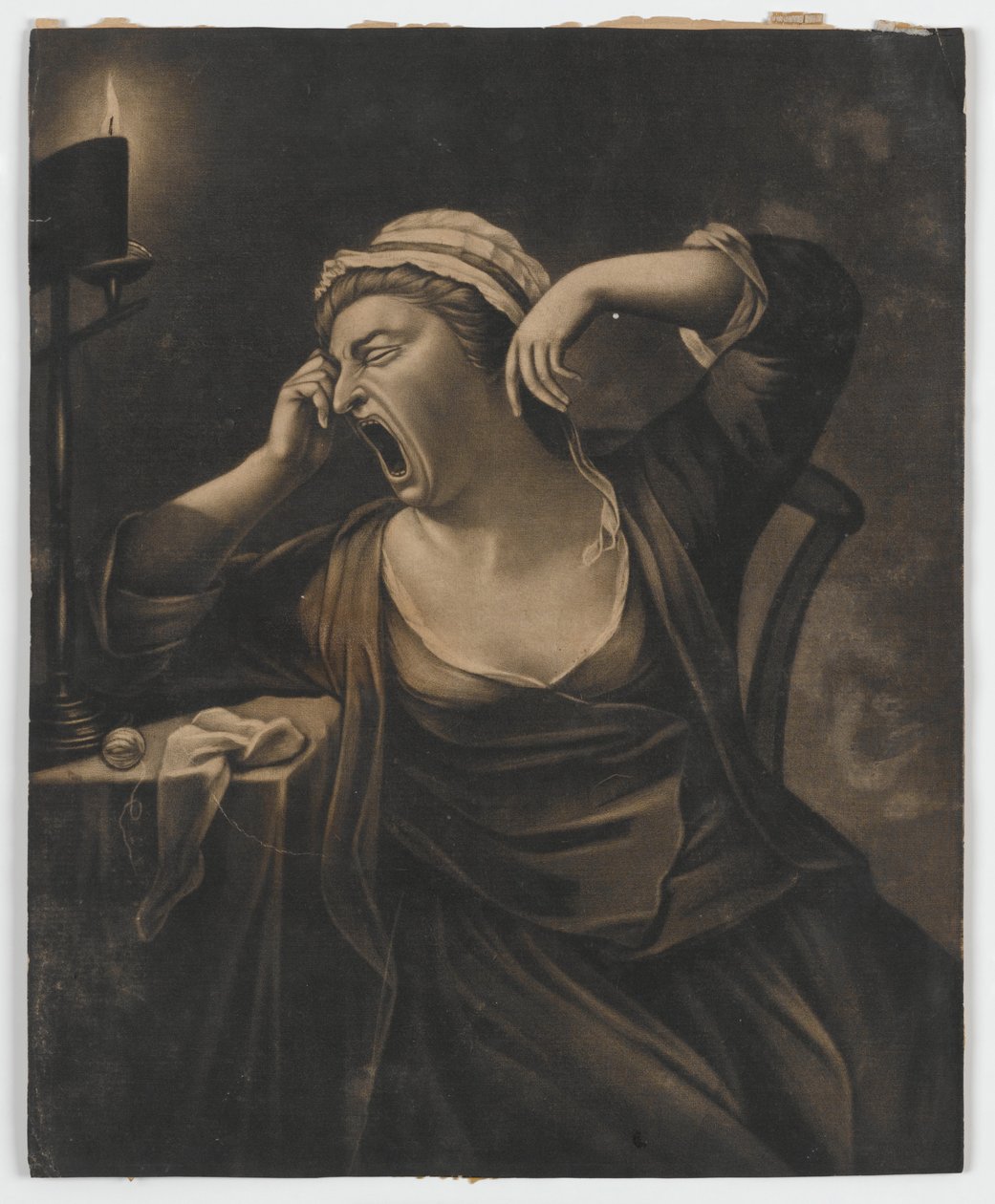 Untitled (woman yawning), c.1780 by English School