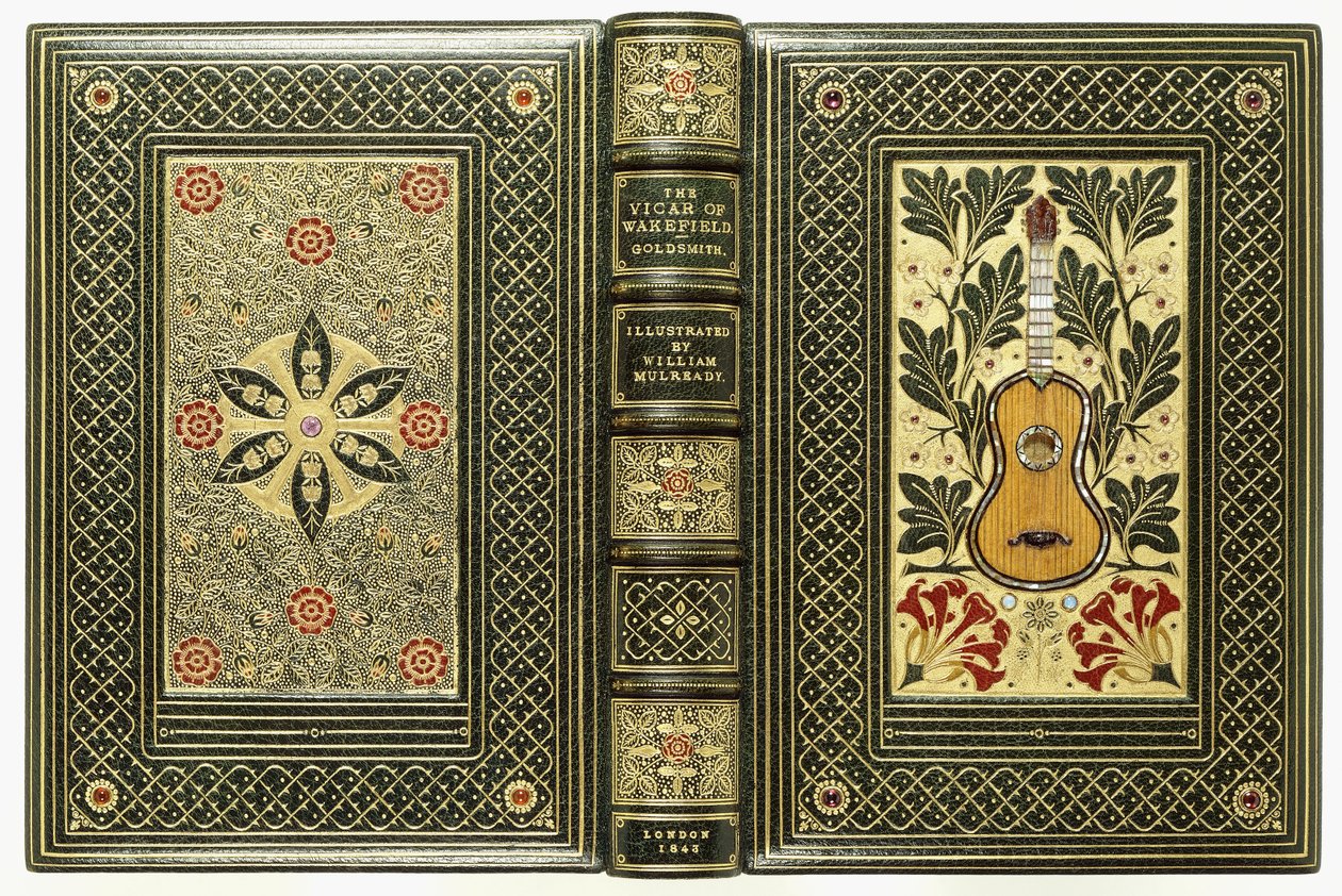 Upper and lower covers, with guitar and floral designs, 1843 by English School