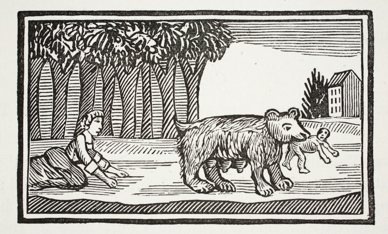 Valentine and Orson, illustration from Chap-books of the Eighteenth Century by John Ashton, pub. 1882 by English School