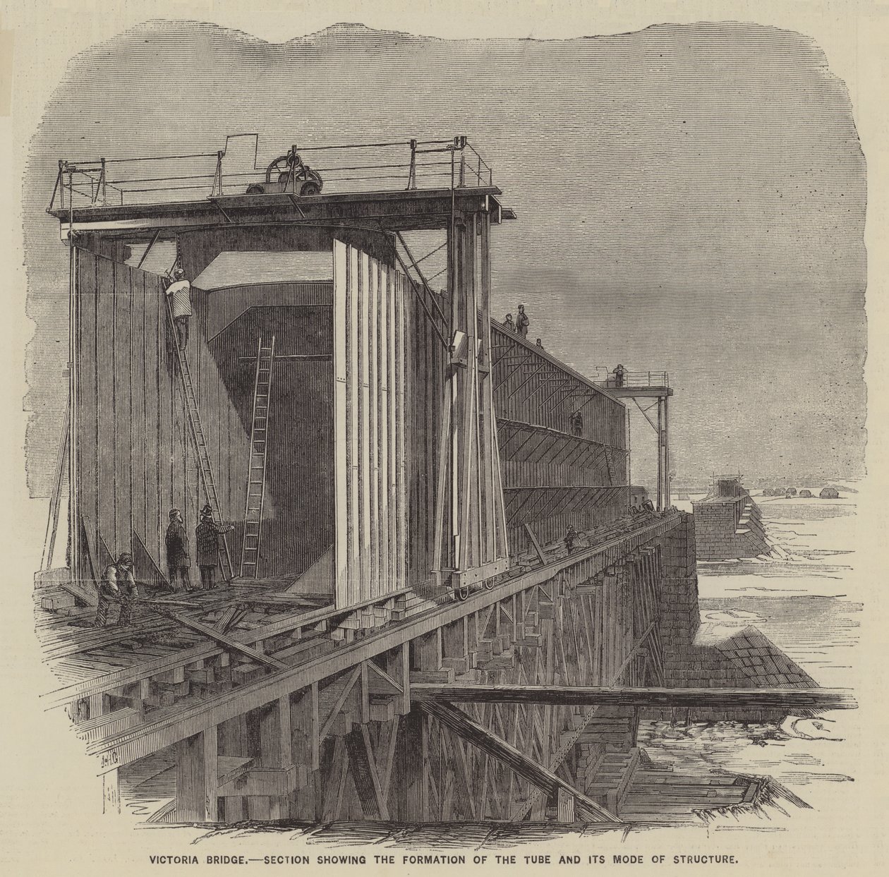 Victoria Bridge, Section Showing the Formation of the Tube and its Mode of Structure by English School