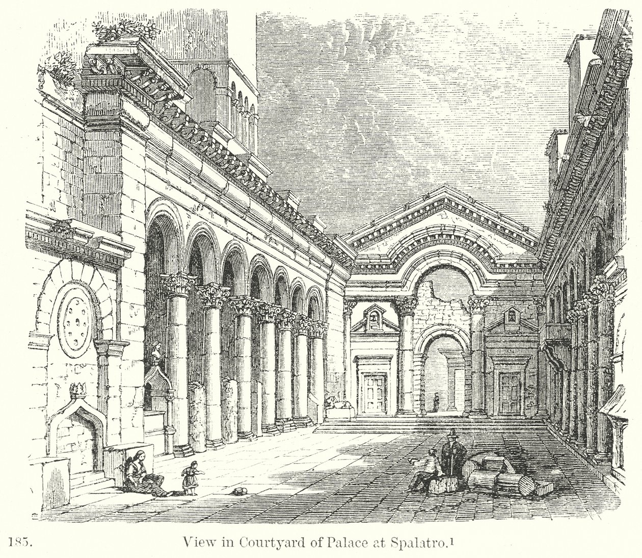 View in Courtyard of Palace at Spalatro by English School