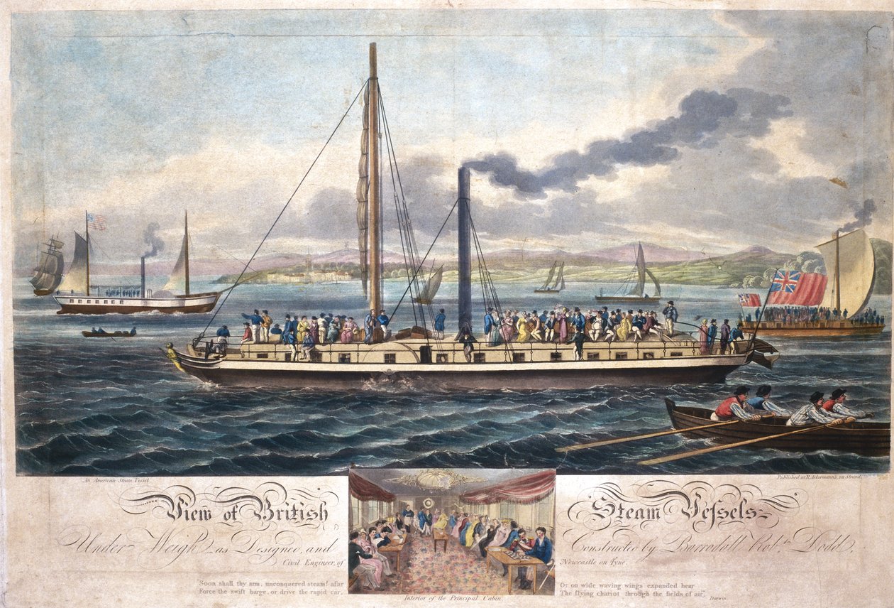 View of British Steam Vessels, published by R. Ackermann, 1820-51 by English School