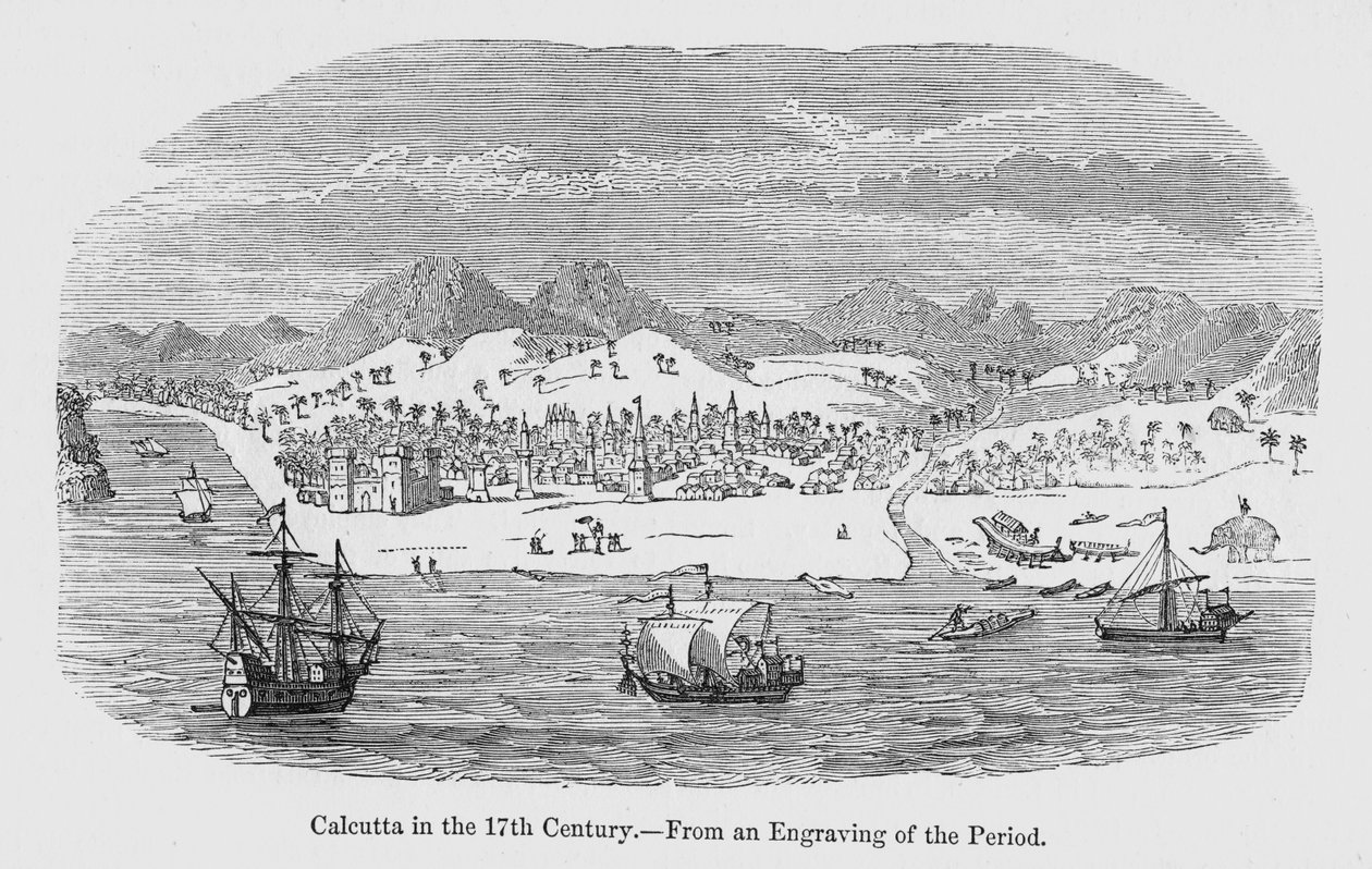 View of Calcutta as It Appeared in the 17th Century by English School