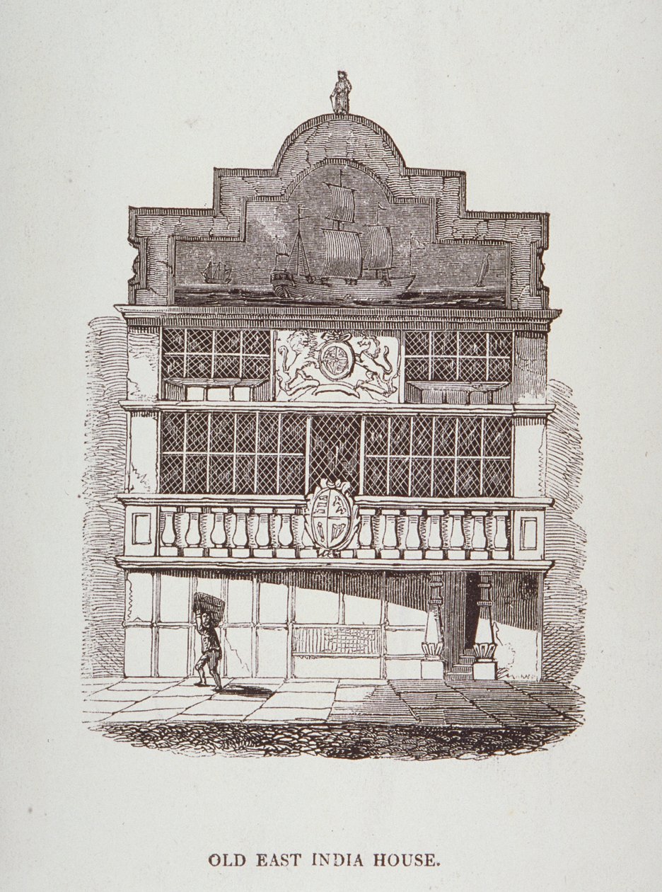 View of East India House, with figure in front, c.1700 by English School