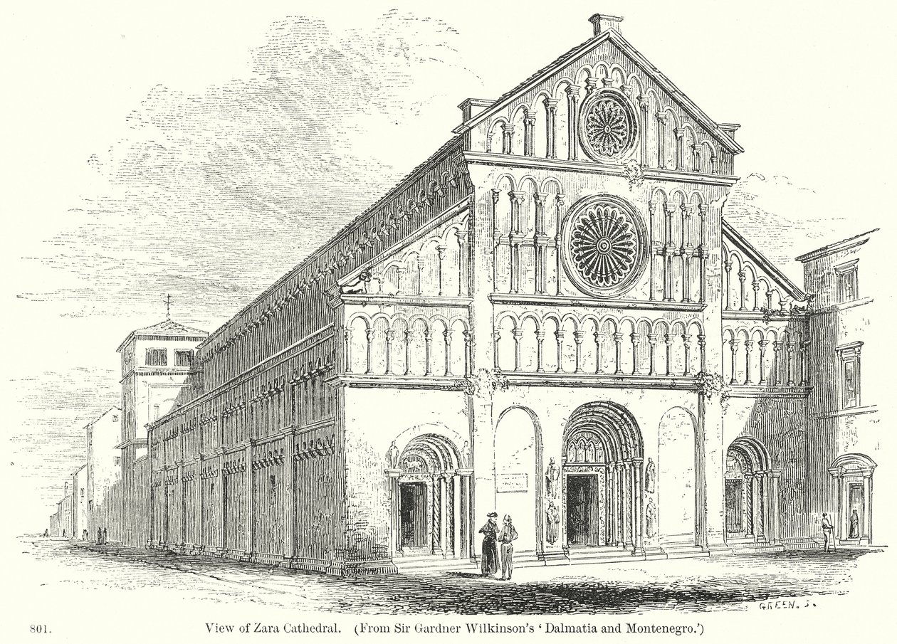 View of Zara Cathedral (engraving) by English School