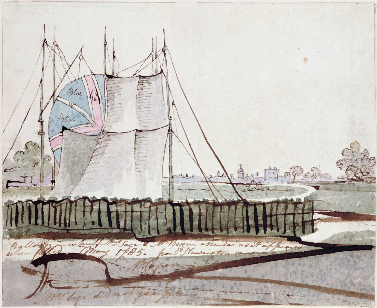 View of the Balloon in Newington Causeway, May 1785 by English School