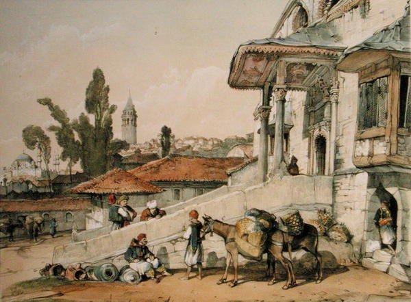 View of the District of Galata, early 1800s by English School