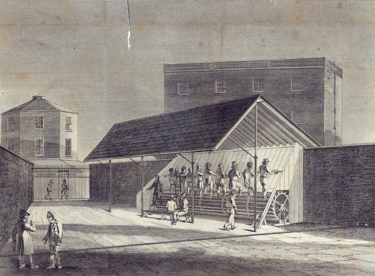 View of the Tread Mill for the Employment of Prisoners, erected at the House of Correction at Brixton, published by Gent. Mag., July 1822 by English School