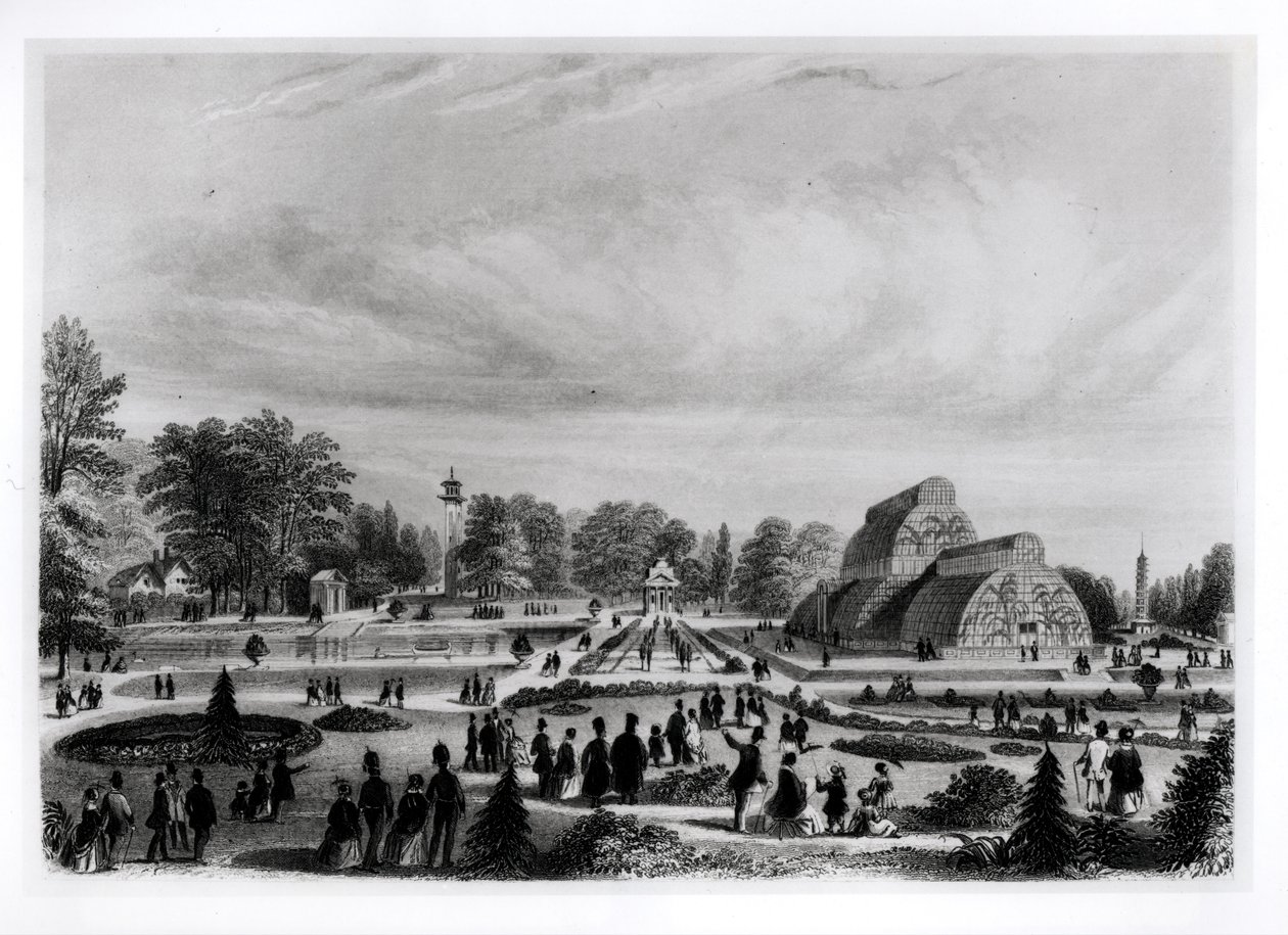 Visitors Viewing the Palm House at Kew Palace, c.1860s by English School