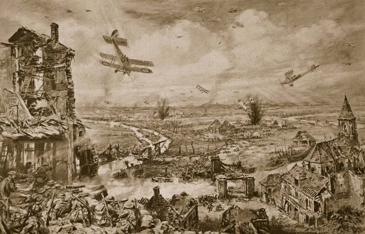 Vivid Impression of the Terrific Struggle for Armentieres in April, 1918 by English School