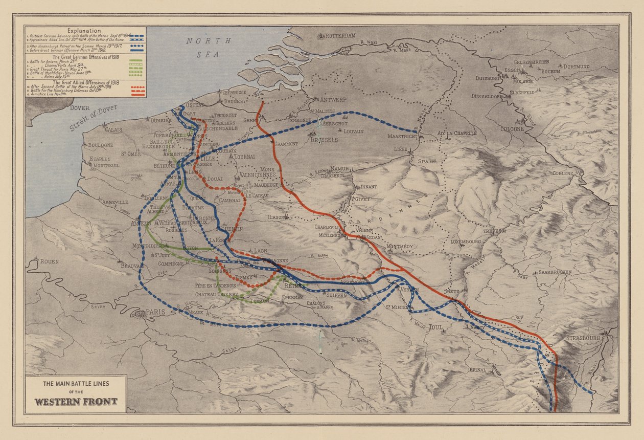 WW1: The Main Battle Lines of the Western Front by English School