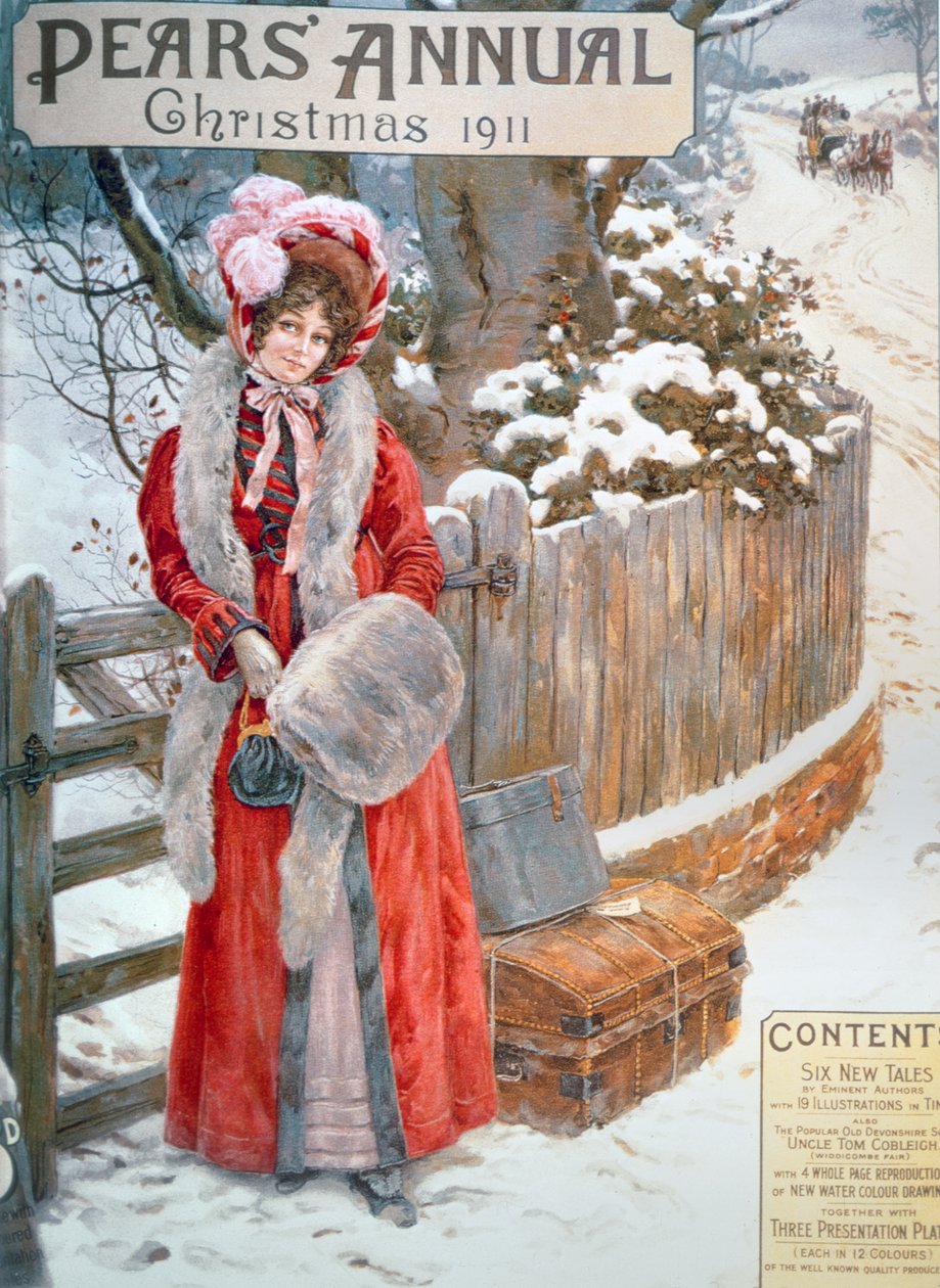 Waiting for the Coach, from the Pears Annual, Christmas 1911 by English School