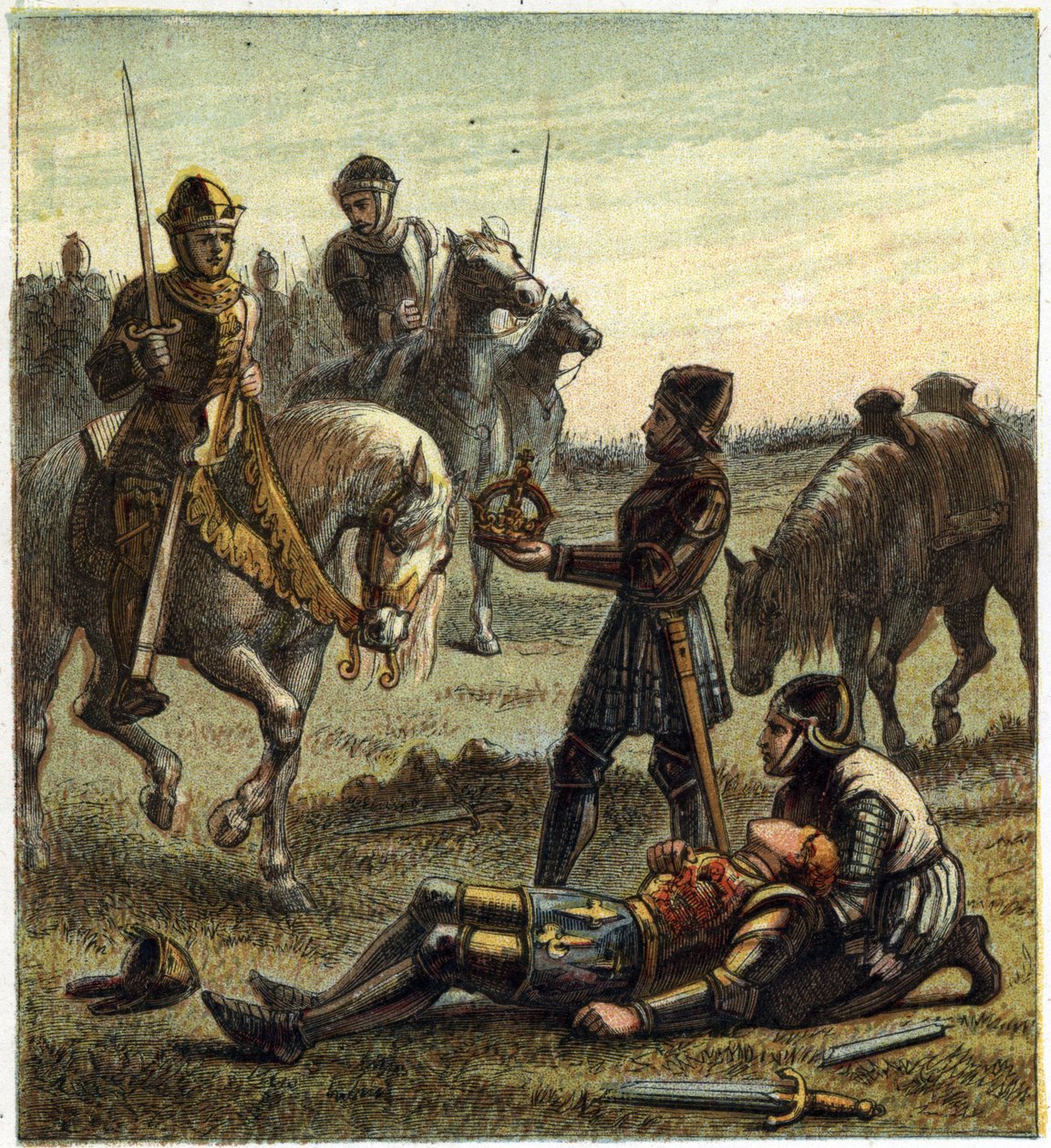 War of the Two Roses: Death of King Richard III (1452-1485) During the Battle of Bosworth Field, Which Between the 22/08/1485 Richard III and Henri, Duke of Richmond. The Latter Received the Crown of the Deposed King and Became Henry VII Known as Henry Tud by English School