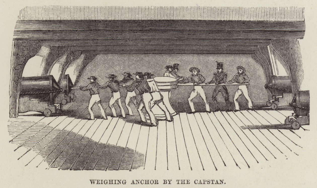 Weighing Anchor by the Capstan by English School
