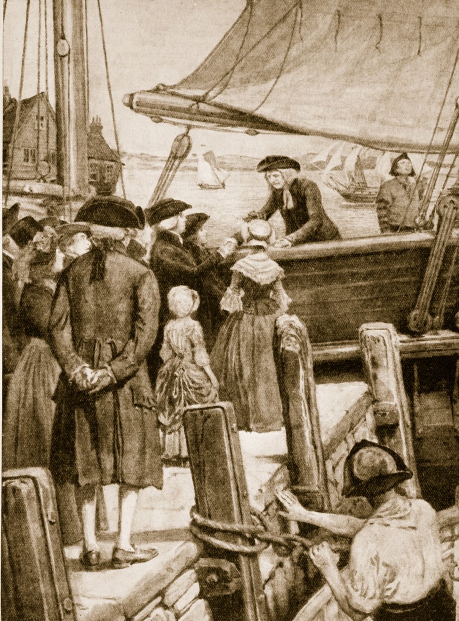 Wesley on board The Prince of Wales in 1787 bidding farewell to the Irish by English School
