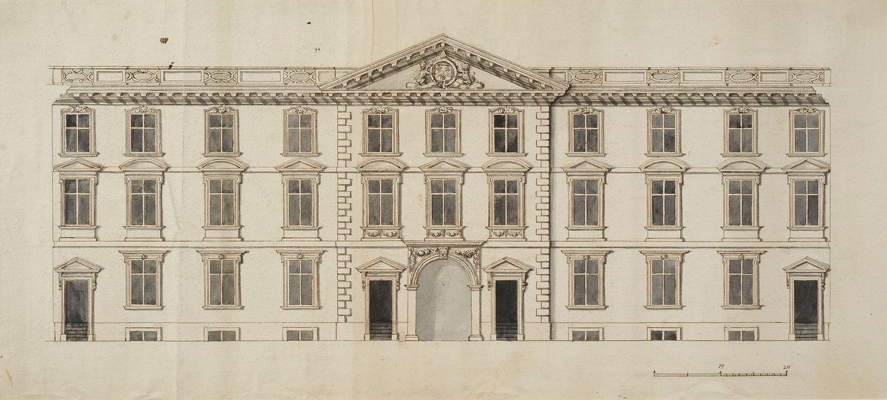 West front of the proposed new building for the Garden Quadrangle at New College, c.1680 by English School
