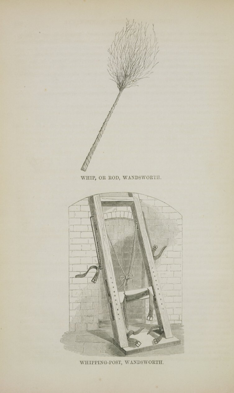 Whip or Rod and Whipping-Post at Wandsworth, from The Criminal Prisons of London and Scenes of Prison Life by Henry Mayhew and John Binny, 1862 by English School