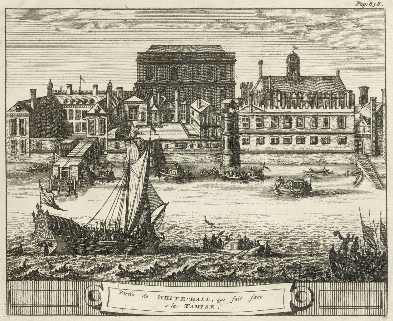Whitehall, Westminster, London, UK (engraving) by English School