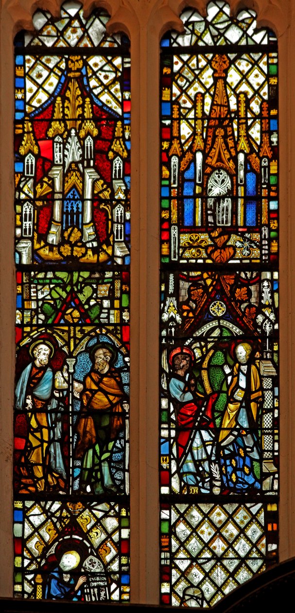 Window depicting St Peter and St Paul; the Annunciation by English School