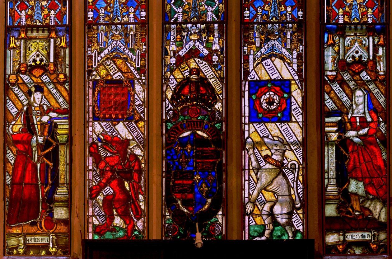 Arms of Henry VII and Elizabeth of York with Supporters by English School