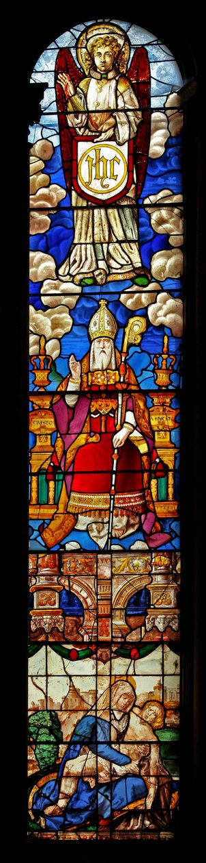 Window 2 depicting a north nave window with St Nicholas by English School