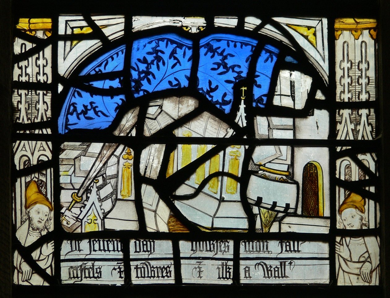 Window N3 depicting the Last Fifteen Days of the World (the Pryke of Conscience window): Earthquakes by English School