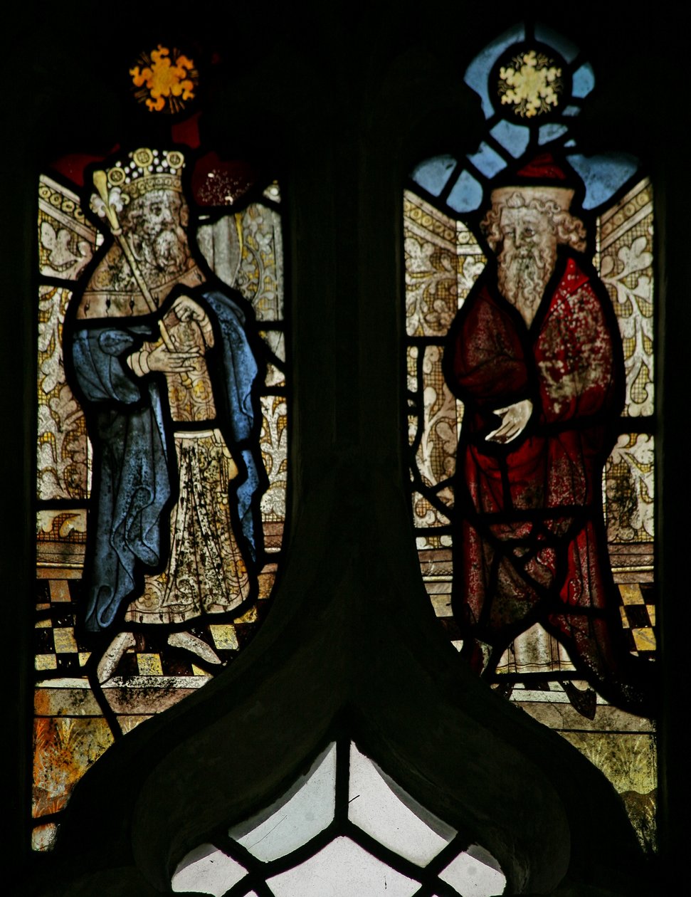 Window depicting a king and a prophet by English School