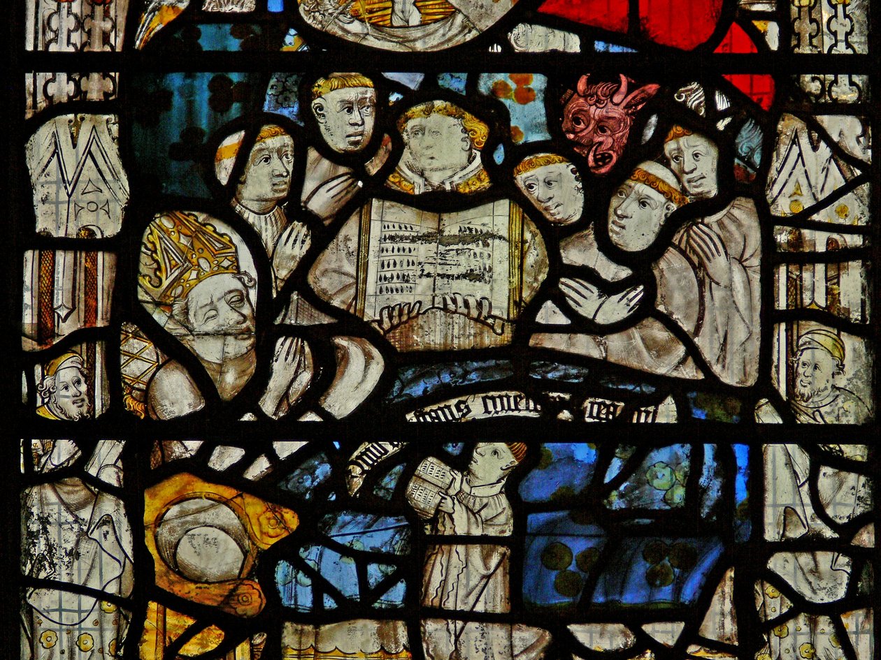 Window depicting the death of St Martin by English School