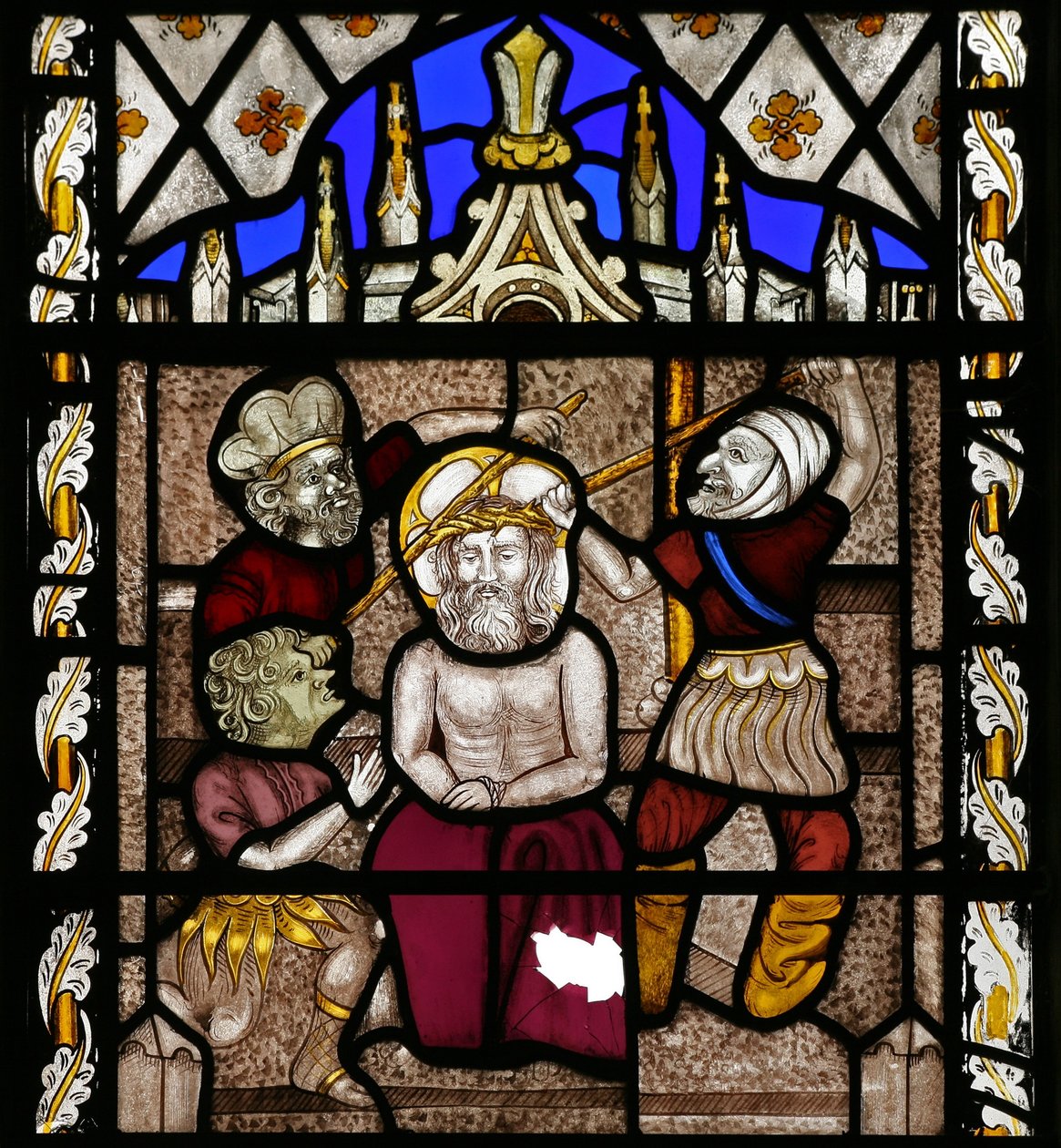 Window depicting the Mocking and Crowning with Thorns by English School