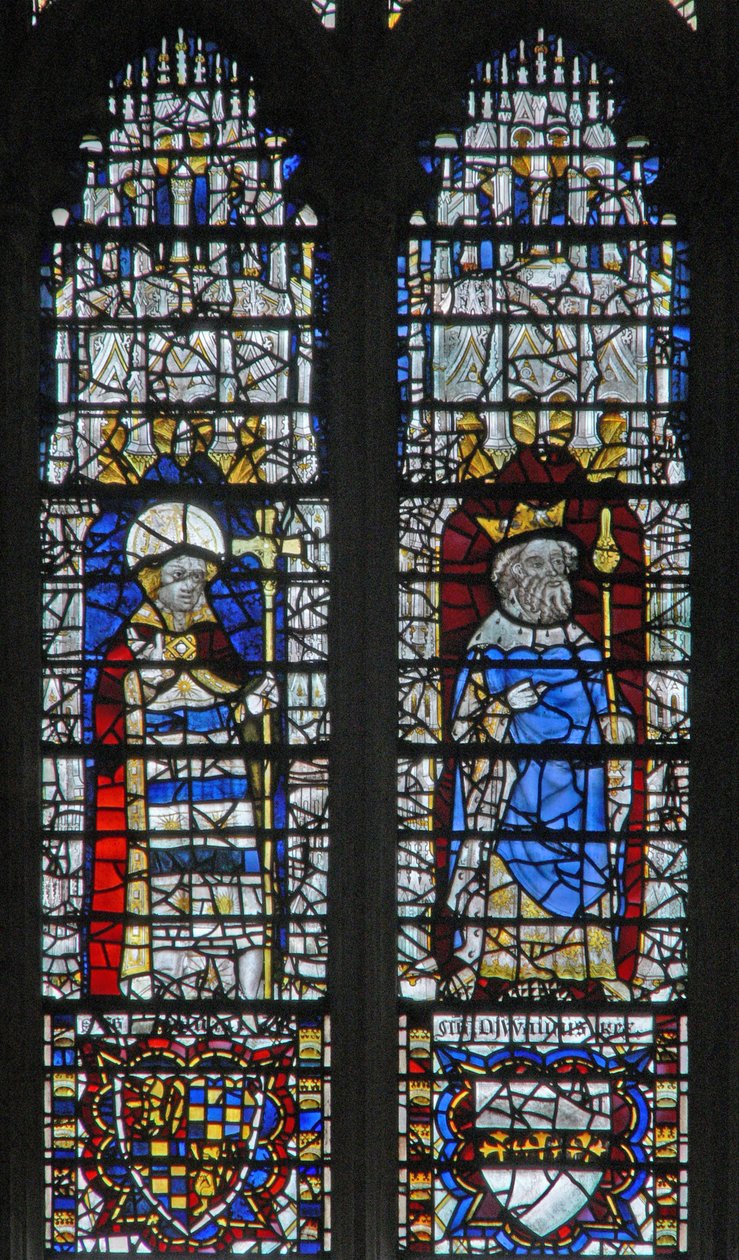 Window depicting a king and an archbishop by English School
