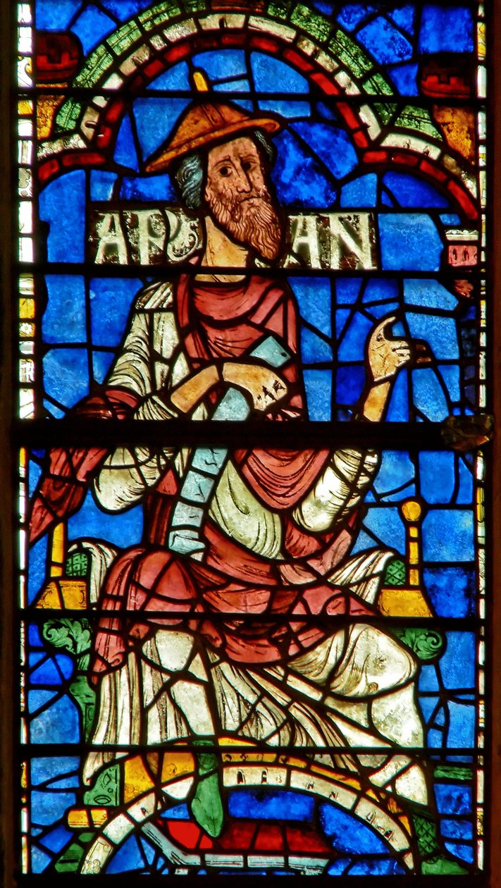 Window depicting a genealogical figure: Aram by English School