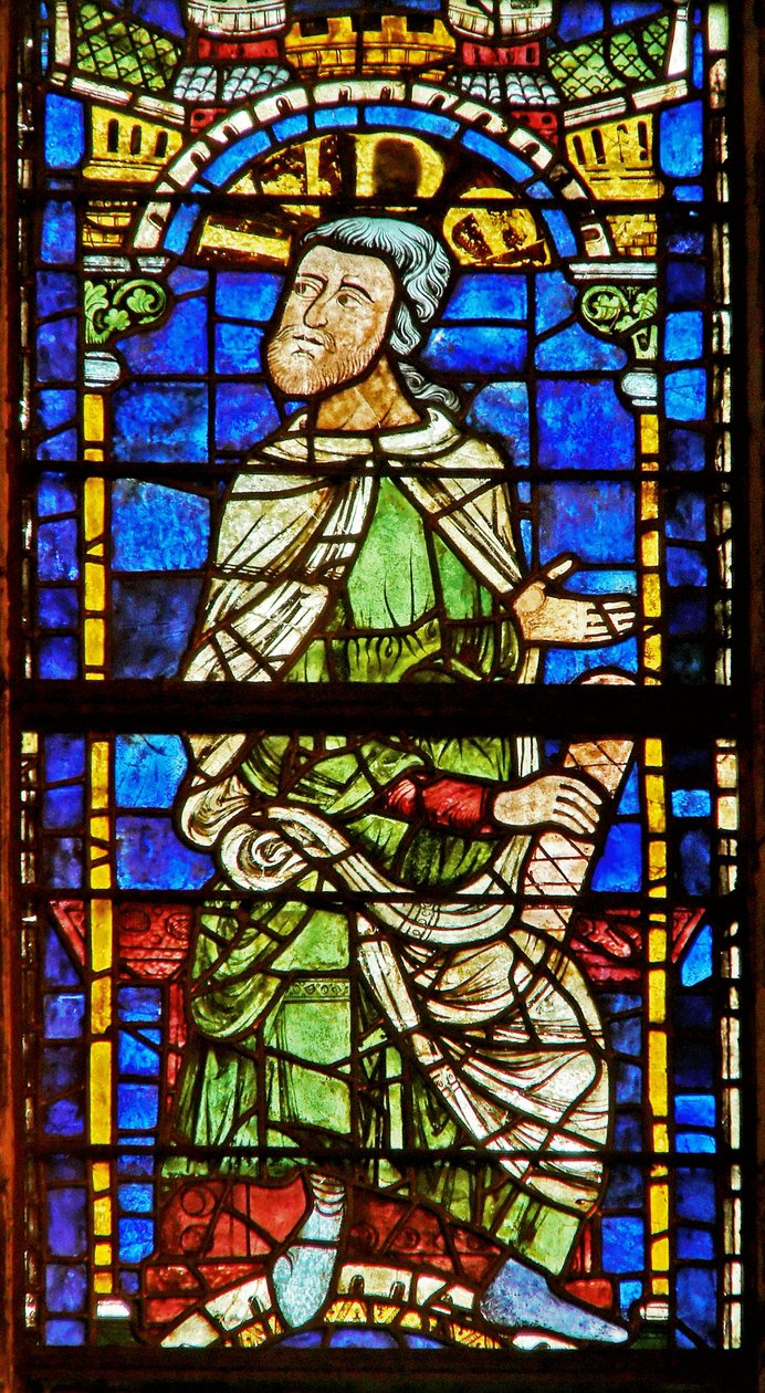 Window depicting a genealogical figure: Judah by English School