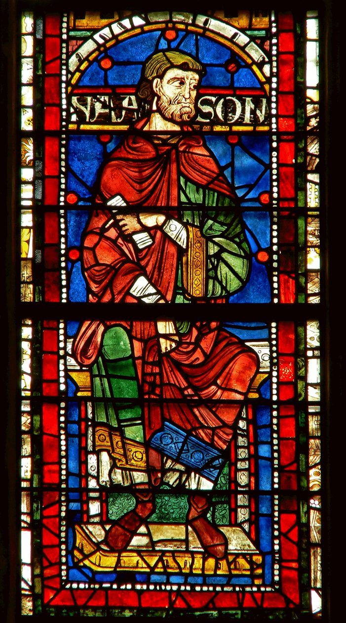 Window depicting a genealogical figure: Naason by English School