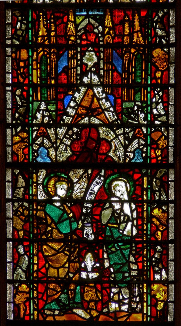 Window w27 depicting the Annunciation by English School
