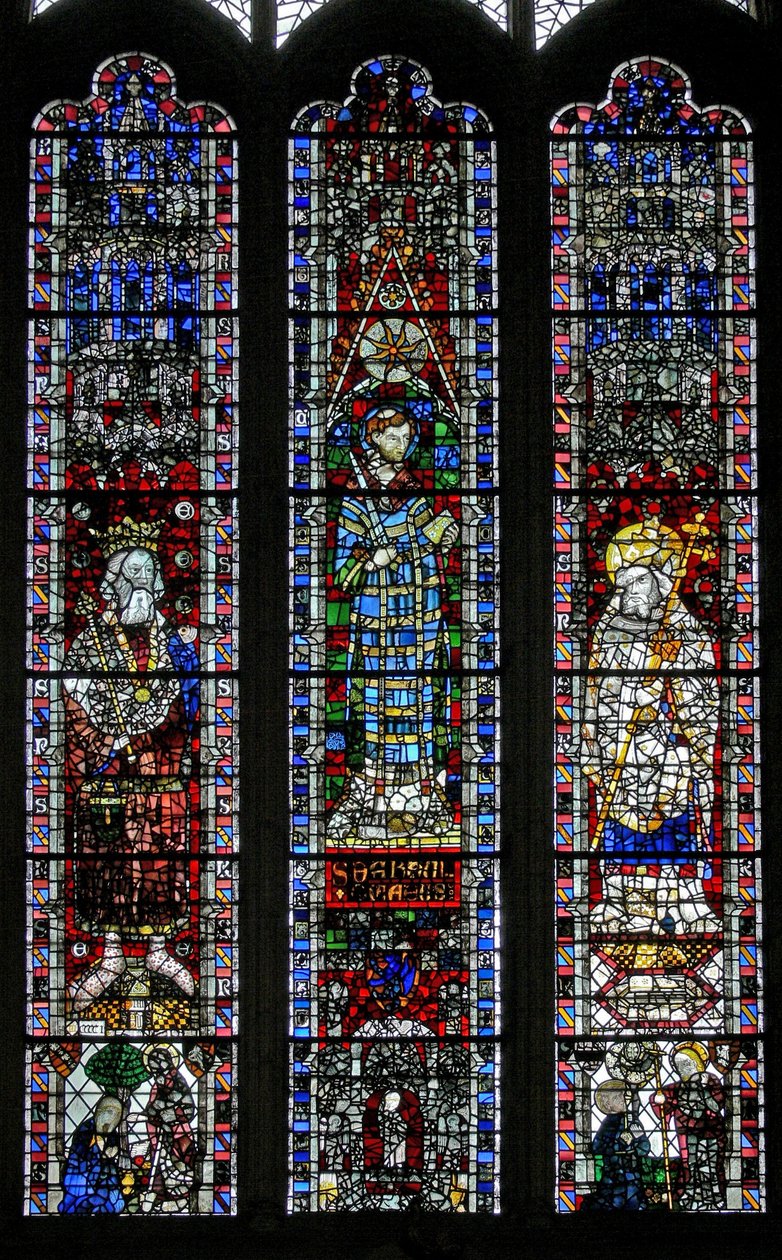 Window depicting St Edward the Confessor, St Vincent, St Peter by English School